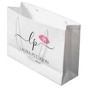 Grand Sac Cadeau Élégantes lèvres roses manuscrites calligraphie de