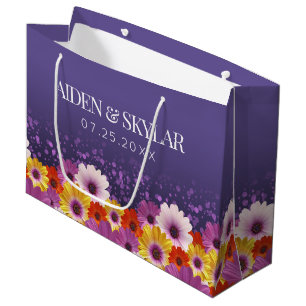 Grand Sac Cadeau Élégantes marguerites avec Mariage à Parties scint