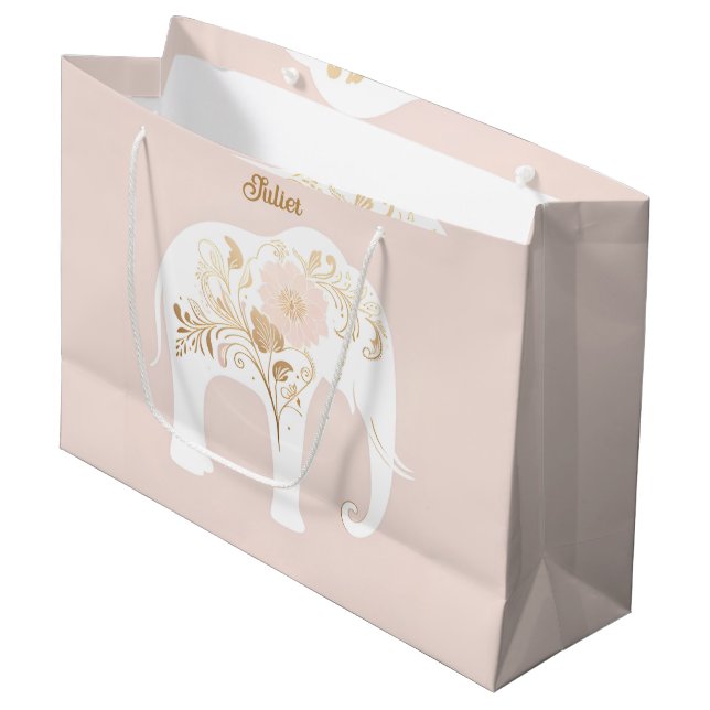Grand Sac Cadeau éléphant blanc géant (Devant Angle)