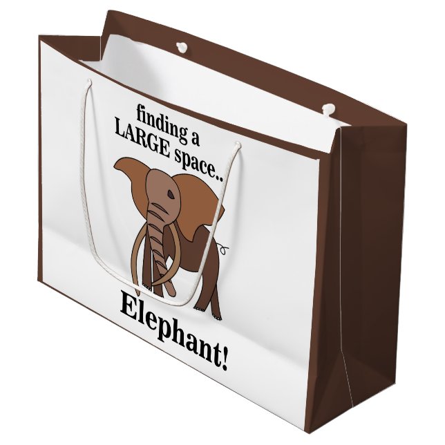 Grand Sac Cadeau Éléphant Drôle (Devant Angle)