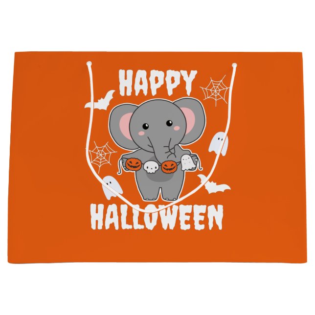 Grand Sac Cadeau Elephant Happy Halloween (Devant)