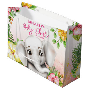 Grand Sac Cadeau Elephant Jungle Safari Baby shower personnalisé