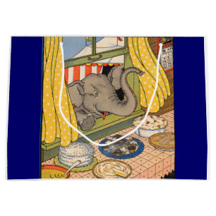 Grand Sac Cadeau éléphant se balançant la tête par la fenêtre