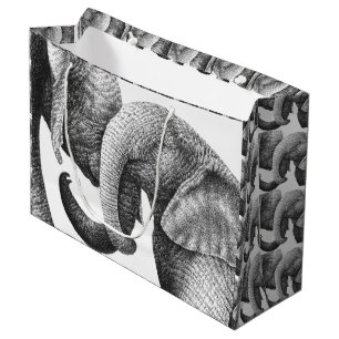 Grand Sac Cadeau Éléphants africains