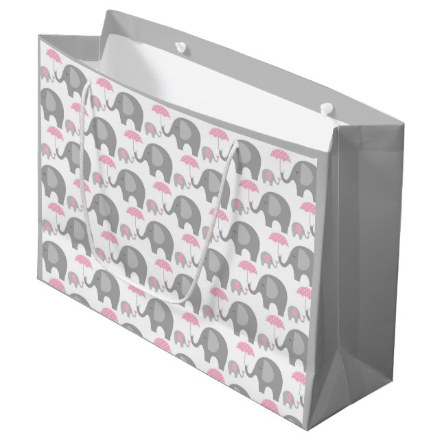 Grand sac cadeau - Eléphants Mère & Bébé (Devant Angle)