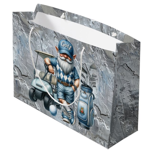 Grand Sac Cadeau Elfe de golf argenté (Dos Angle)