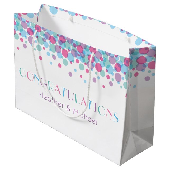 Grand Sac Cadeau Elle est prête à faire des Baby showers Pois (Dos Angle)