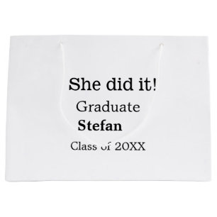 Grand Sac Cadeau Elle l'a fait diplômée ajouter nom classe de texte