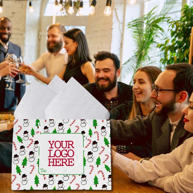 Grand Sac Cadeau Employé de sapin de Noël bonhomme de neige en cann (Créateur téléchargé)