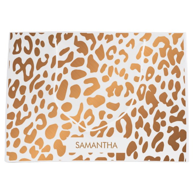 Grand Sac Cadeau Empreinte de léopard d'or (Devant)