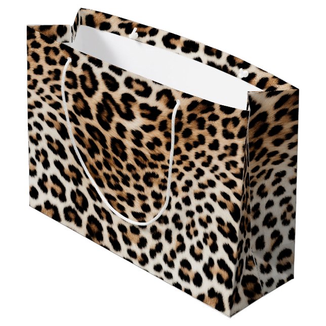 Grand Sac Cadeau Empreinte de léopard noir crème (Dos Angle)