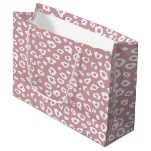 Grand Sac Cadeau Empreinte de léopard rose et blanc