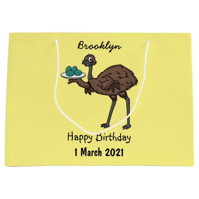 Grand Sac Cadeau Emu avec dessin animé d'oeufs (Devant)