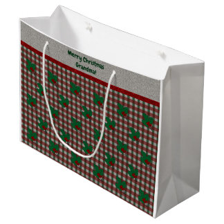 Grand Sac Cadeau en vichy de Noël des années 1940 - Personnalisé