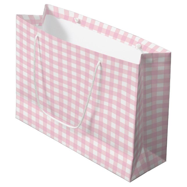 Grand Sac Cadeau En vichy rose 1 (Devant Angle)