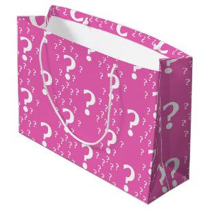 Grand Sac Cadeau Énigme point d'interrogation casse-tête rose