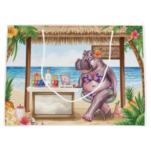 Grand Sac Cadeau Enseigne de Salon de Bikini Hippopotame pour Enter