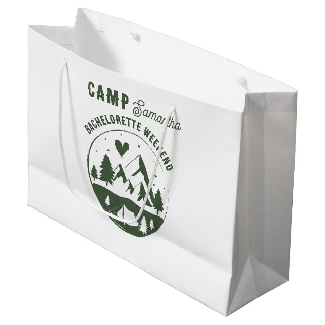 Grand Sac Cadeau Enterrement de vie de jeune fille en camping Bach  (Devant Angle)