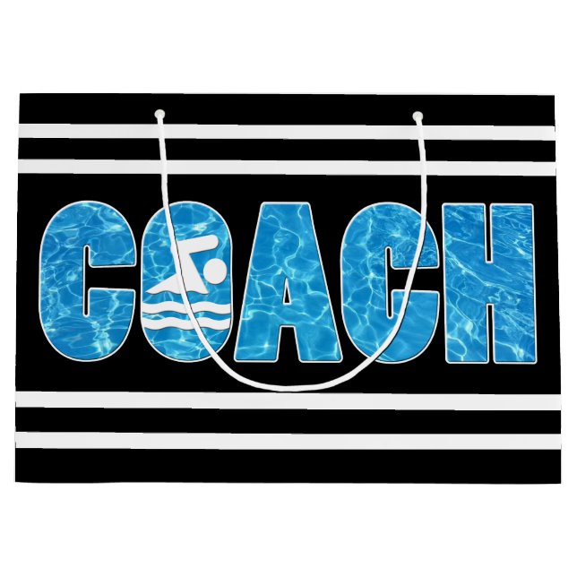 Grand Sac Cadeau Entraîneur de natation et de plongée Couleur perso (Devant)