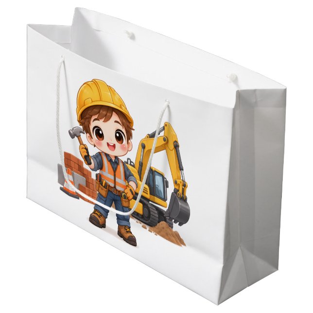 Grand Sac Cadeau Équipe de construction junior (Devant Angle)
