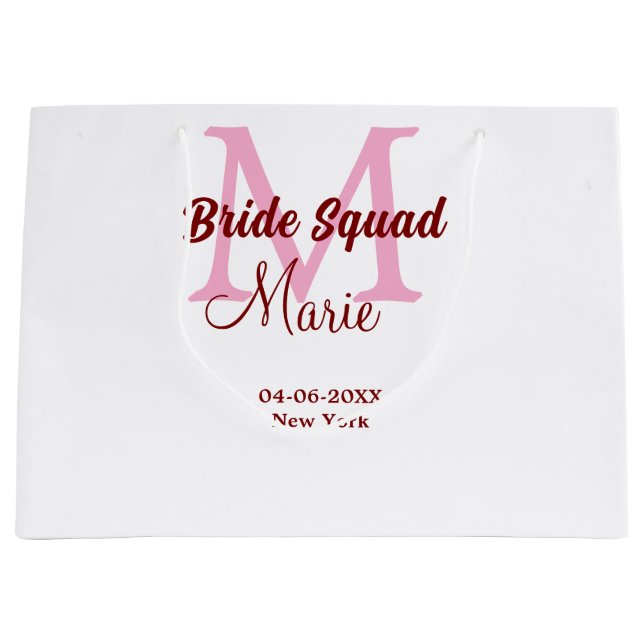 Grand Sac Cadeau Equipe de mariée ajouter nom monogramme demoiselle (Devant)