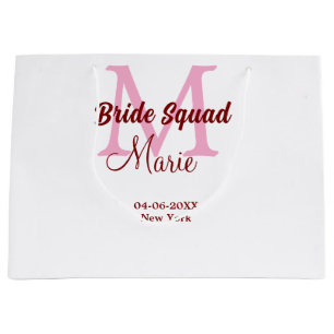 Grand Sac Cadeau Équipe de mariée ajoutez nom monogramme demoiselle
