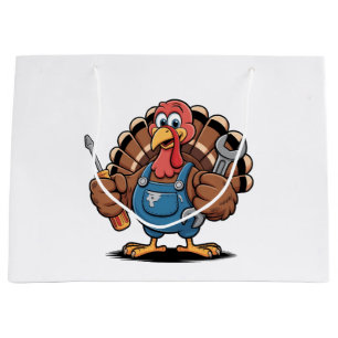 Grand Sac Cadeau Équipe de Mécaniciens Dinde de Thanksgiving Gobble
