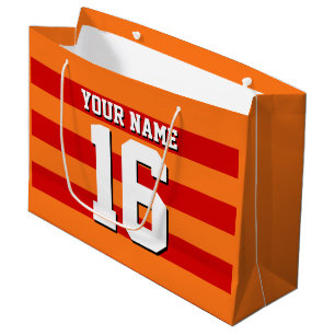 Grand Sac Cadeau Équipe rouge citrouille Orange Jersey Preppy Strip