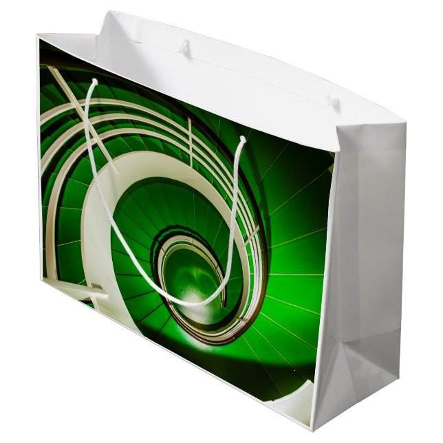 Grand Sac Cadeau Escalier vert circulaire (Dos Angle)