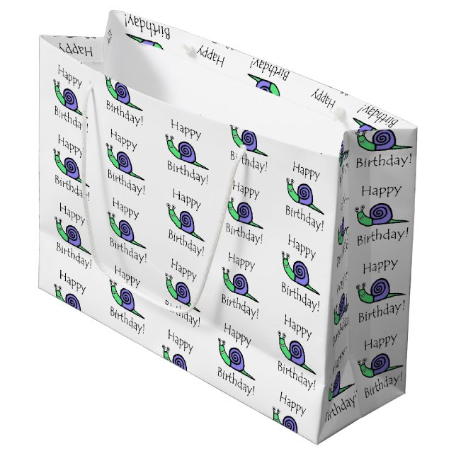 Grand Sac Cadeau Escargot d'anniversaire (Devant Angle)