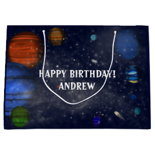 Grand Sac Cadeau Espace extra-atmosphérique avec planètes et galaxi