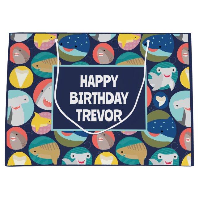 Grand Sac Cadeau Espèces de requins mignons (Devant)