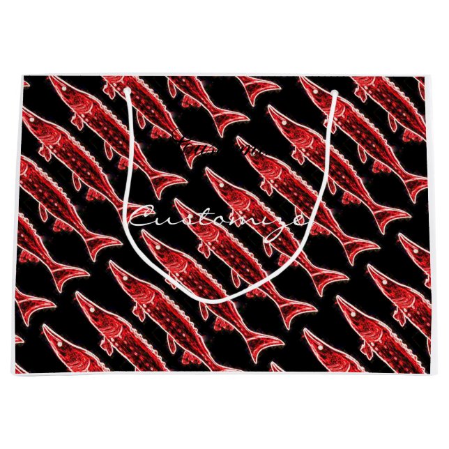 Grand Sac Cadeau Esturgeons de natation customisés (Devant)