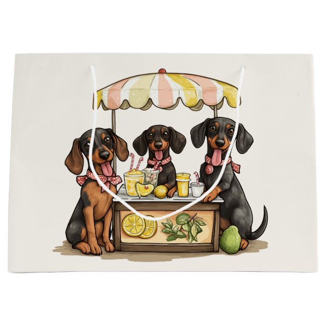 Grand Sac Cadeau Étal de limonade de chiens teckel (Devant)