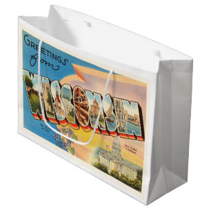 Grand Sac Cadeau État souvenir de Vintage voyage de WI du Wisconsi