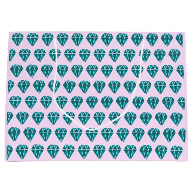 Grand Sac Cadeau Étincelle de diamant rose (Devant)