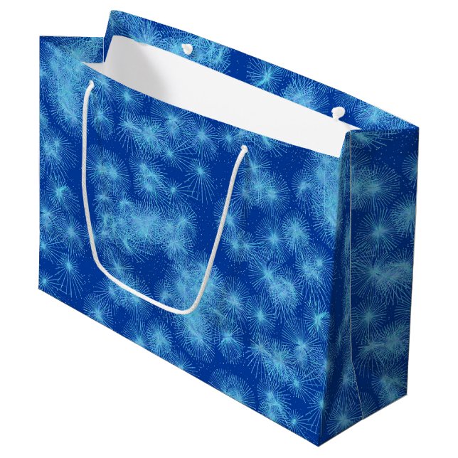 Grand Sac Cadeau Étincelles de cristaux de glace - bleu cobalt (Devant Angle)