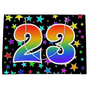 Grand Sac Cadeau Étoiles Colorées + Motif Arc-en-ciel "23" Evénemen