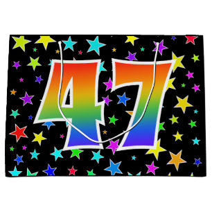 Grand Sac Cadeau Étoiles colorées + Motif arc-en-ciel "47" N° d'évé