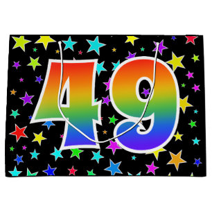 Grand Sac Cadeau Étoiles colorées + Motif arc-en-ciel "49" N° d'évé