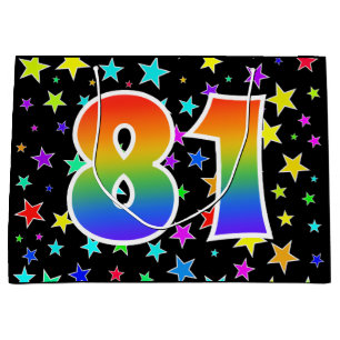 Grand Sac Cadeau Étoiles colorées + Motif arc-en-ciel "81" N° d'évé