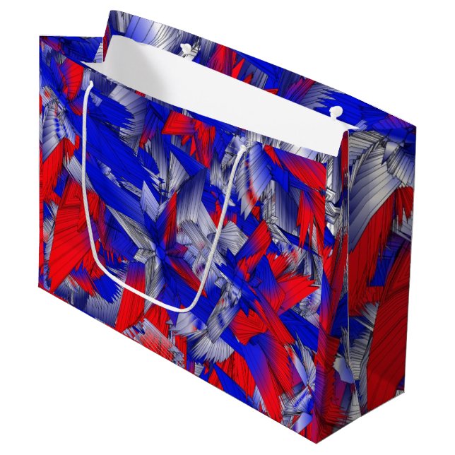 Grand Sac Cadeau Étoiles rouges blanches et bleues (Devant Angle)
