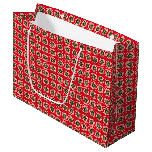Grand Sac Cadeau Étoiles rouges et dorées  (Devant Angle)