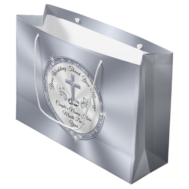 Grand Sac Cadeau Étonnant CHRISTIAN, Sacs-cadeaux Mariages personna (Devant Angle)