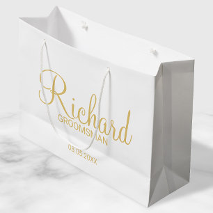 Grand Sac Cadeau Étudiant Personnalisé En Or De Script Moderne