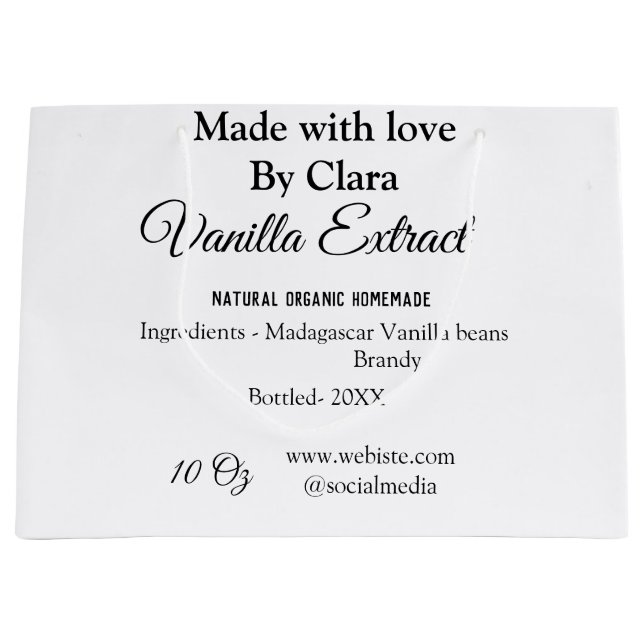 Grand Sac Cadeau Extrait de vanille fait maison ajouter des ingrédi (Devant)