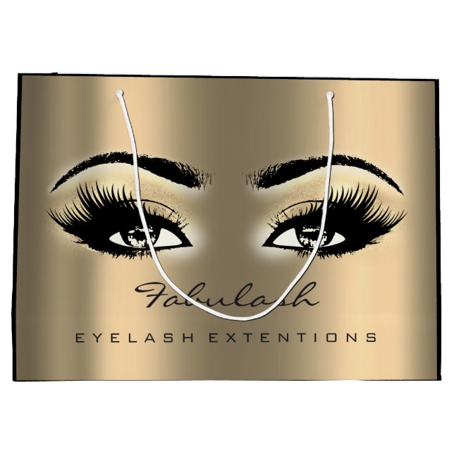 Grand Sac Cadeau Eye Lash Sepia Gold Maquillage Parties scintillant (Dos)