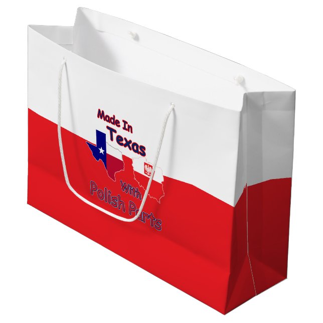 Grand Sac Cadeau Fabriqué Au Texas Avec Pièces Polonaises (Devant Angle)