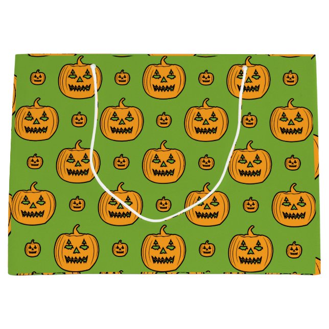 Grand Sac Cadeau Face citrouille Halloween (Devant)