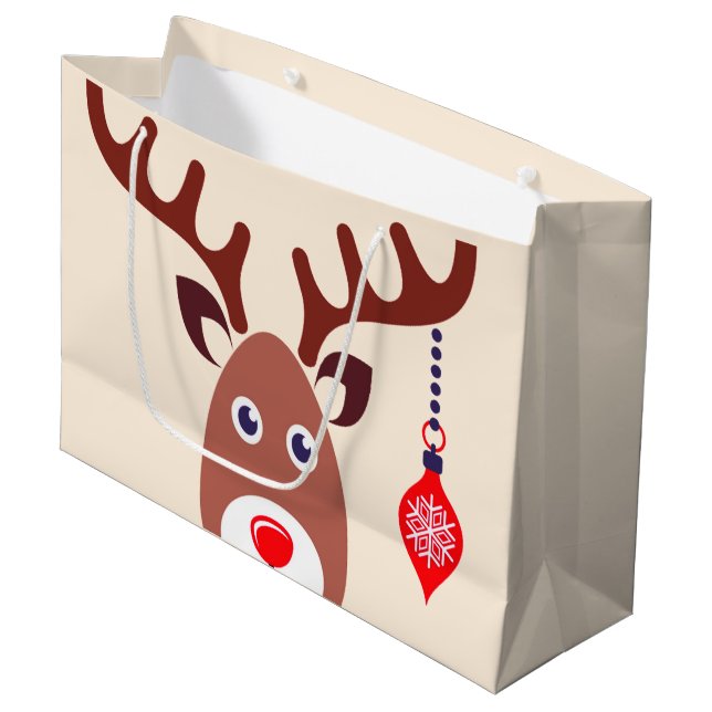 Grand Sac Cadeau Face de Christmas (Devant Angle)